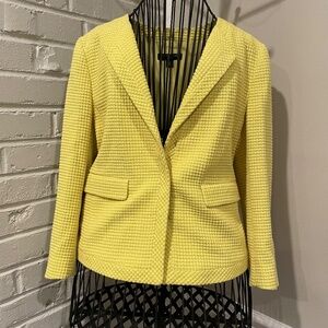 ANN TAYLOR Yellow Fitted Blazer Size 8P 77% Cotton